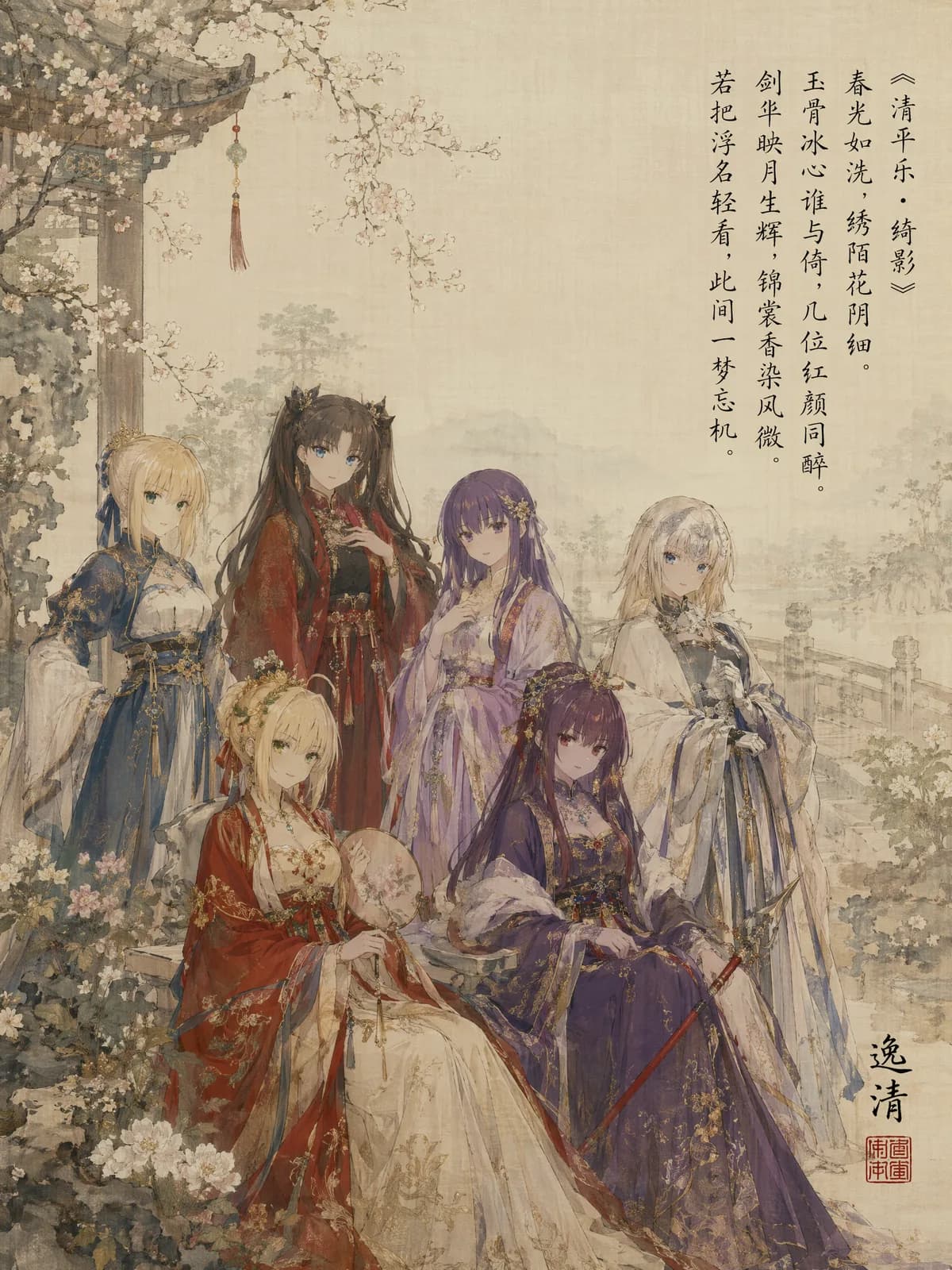 宋工笔 Fate 女角合影